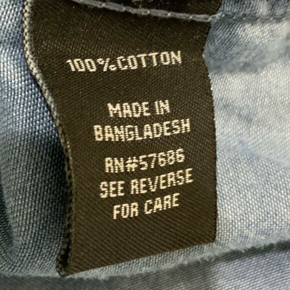 New Look Button Up Tunic Dress Womens 1X Long Sleeve Drawstring Chambray Denim - Picture 7 of 7